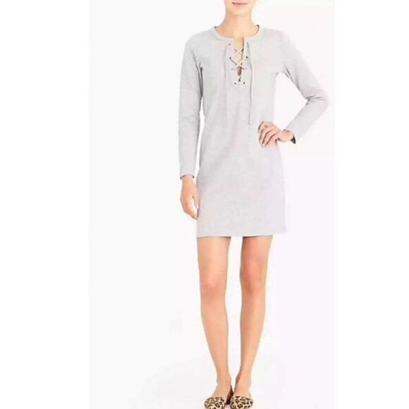 J. Crew Mercantile Gray Lace Up Jersey Knit Dress NWT Size XS Pullover S… - Picture 7 of 7